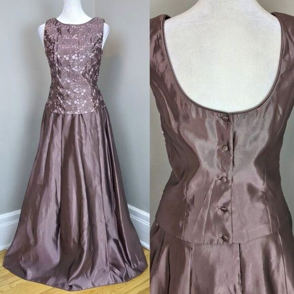 Vintage 90s Scott McClintock Two Piece Formal Prom Metallic Top and Skirt Size 4 - Picture 1 of 12